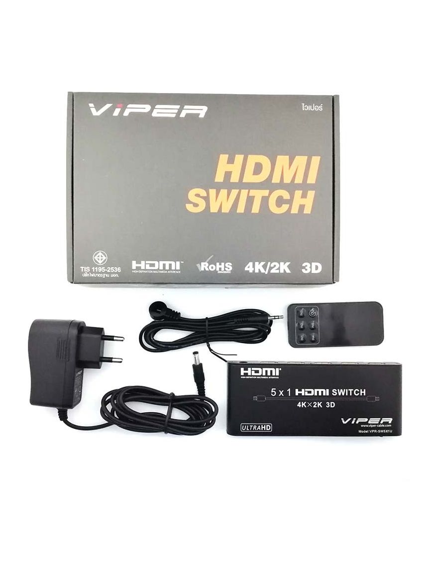 VIPER VPR-SW5X1U HDMI Switch 5 x HDMI Input and 1 x HDMI Output Black